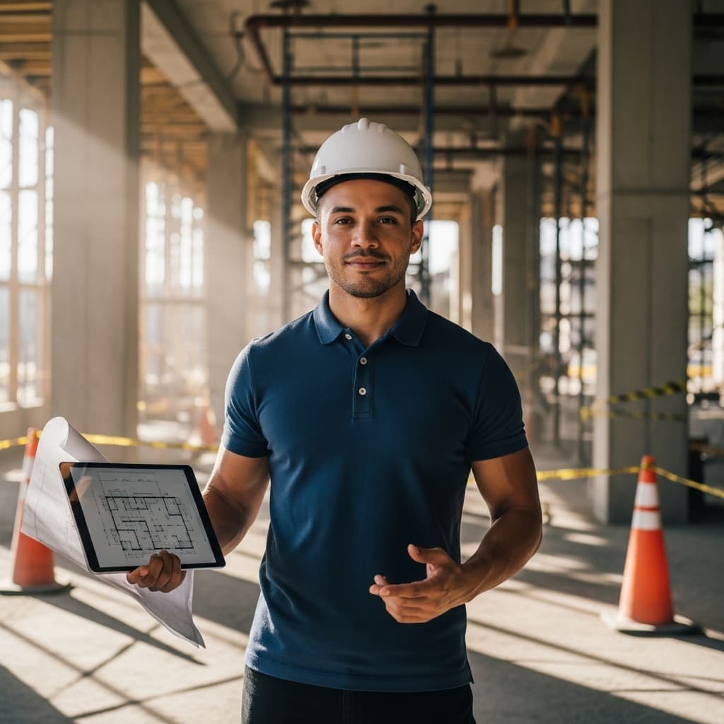 Equipe revisando desenho técnico em ambiente profissional